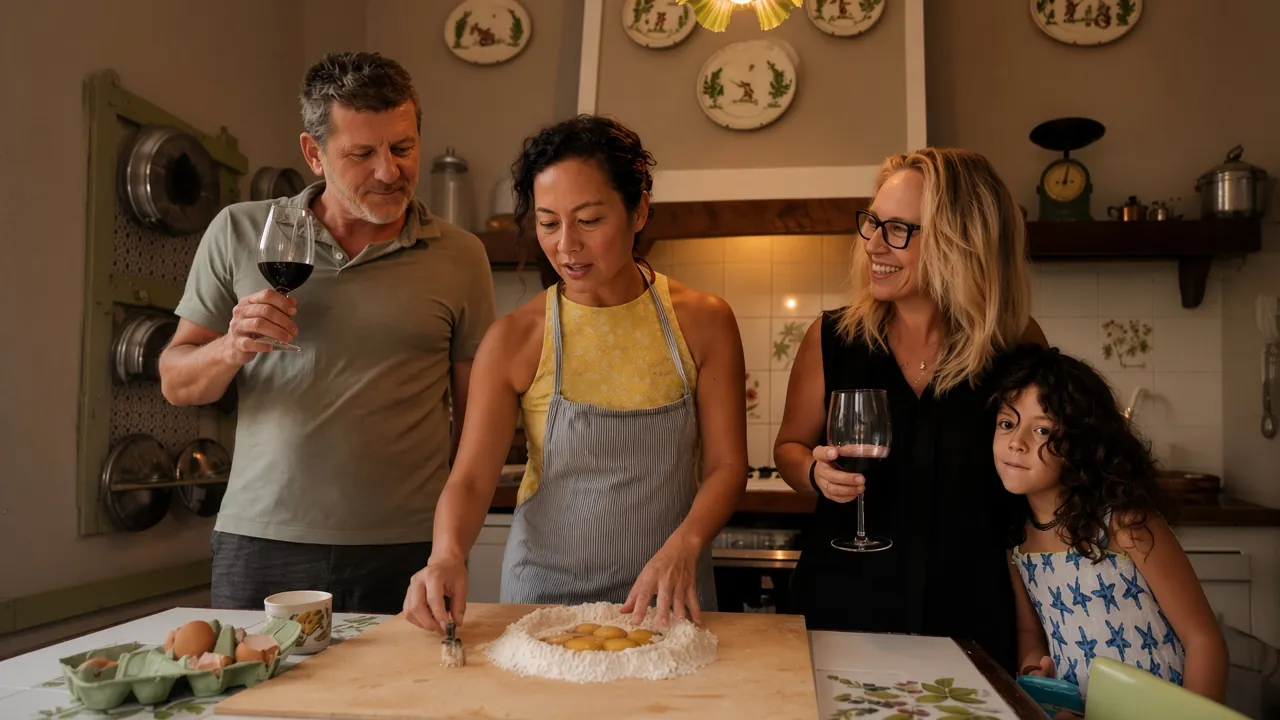 Ginny Flores insegna la pasta in una cucina di casa